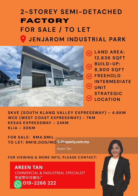 Semi-D Factory For Sale in Jenjarom Selangor